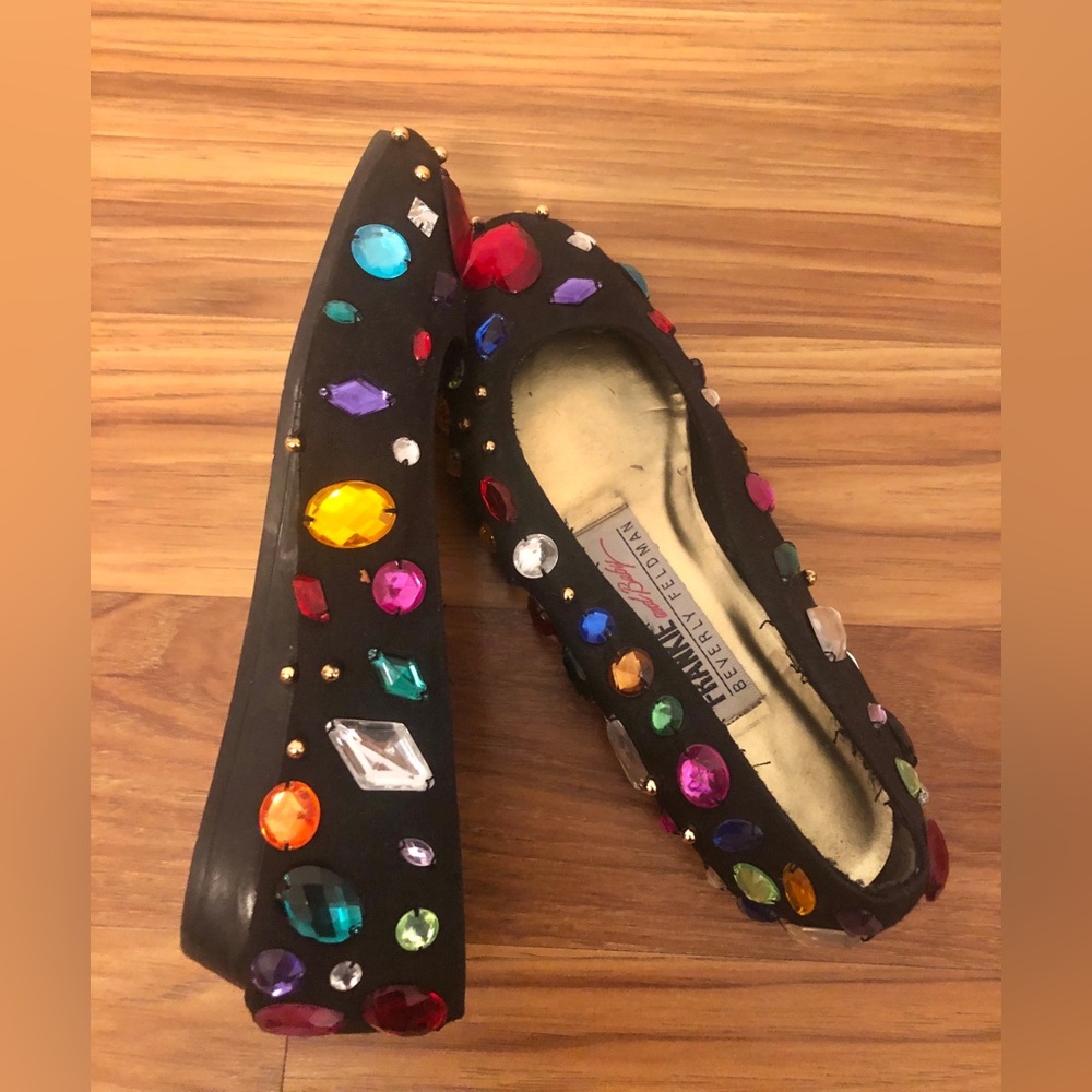 Vintage Beverly Feldman Frankie and Baby Jeweled Shoes 80s Retro size 6.5 - Picture 7 of 12